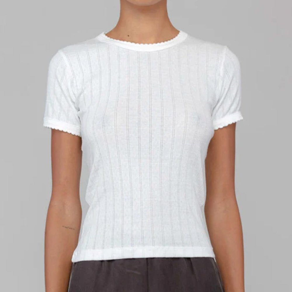 LESET Slim Fit Pointelle Tee